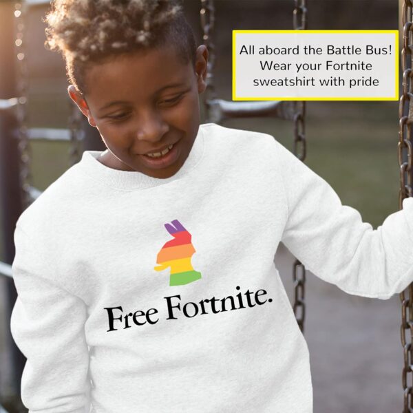 sweat shirt fortnite rainbow llama boys crewneck gratuit | marchandise officielle | idée cadeau de jeu, haut de jeu