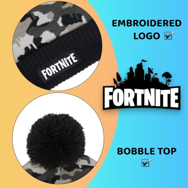 fortnite ensemble bonnet et Écharpe enfant bonnet et gants en laine grise à motif camouflage taille unique pour 12 16 ans produit officiel