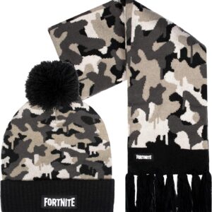 fortnite ensemble bonnet et Écharpe enfant bonnet et gants en laine grise à motif camouflage taille unique pour 12 16 ans produit officiel