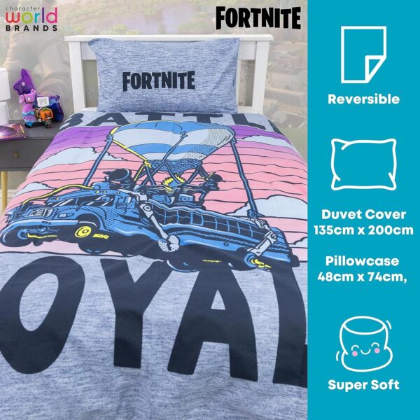 character world fortnite parure de lit officielle battle royale pour enfants, réversible 2 faces avec oreiller assorti | polycoton