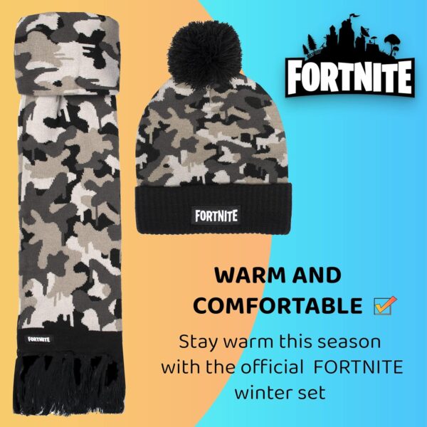 fortnite ensemble bonnet et Écharpe enfant bonnet et gants en laine grise à motif camouflage taille unique pour 12 16 ans produit officiel