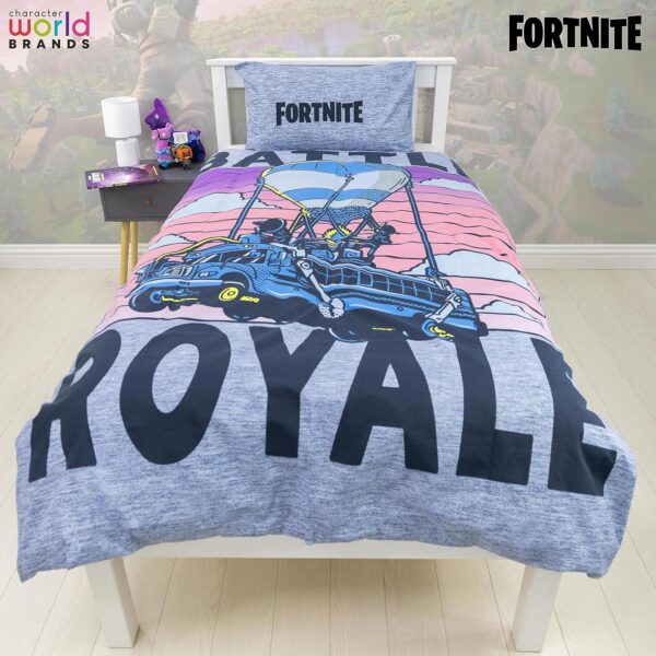 character world fortnite parure de lit officielle battle royale pour enfants, réversible 2 faces avec oreiller assorti | polycoton