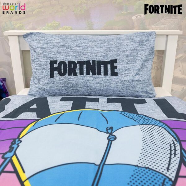 character world fortnite parure de lit officielle battle royale pour enfants, réversible 2 faces avec oreiller assorti | polycoton